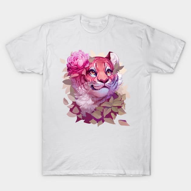 Tiger with Flower T-Shirt by Puffygator